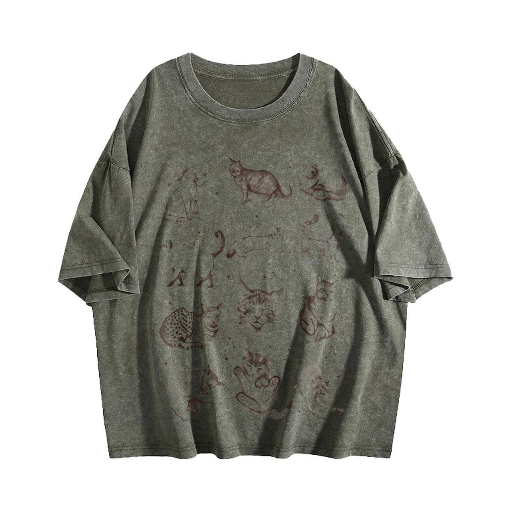 Cats 90s Tattoo Vintage Washed T-Shirt product image 4