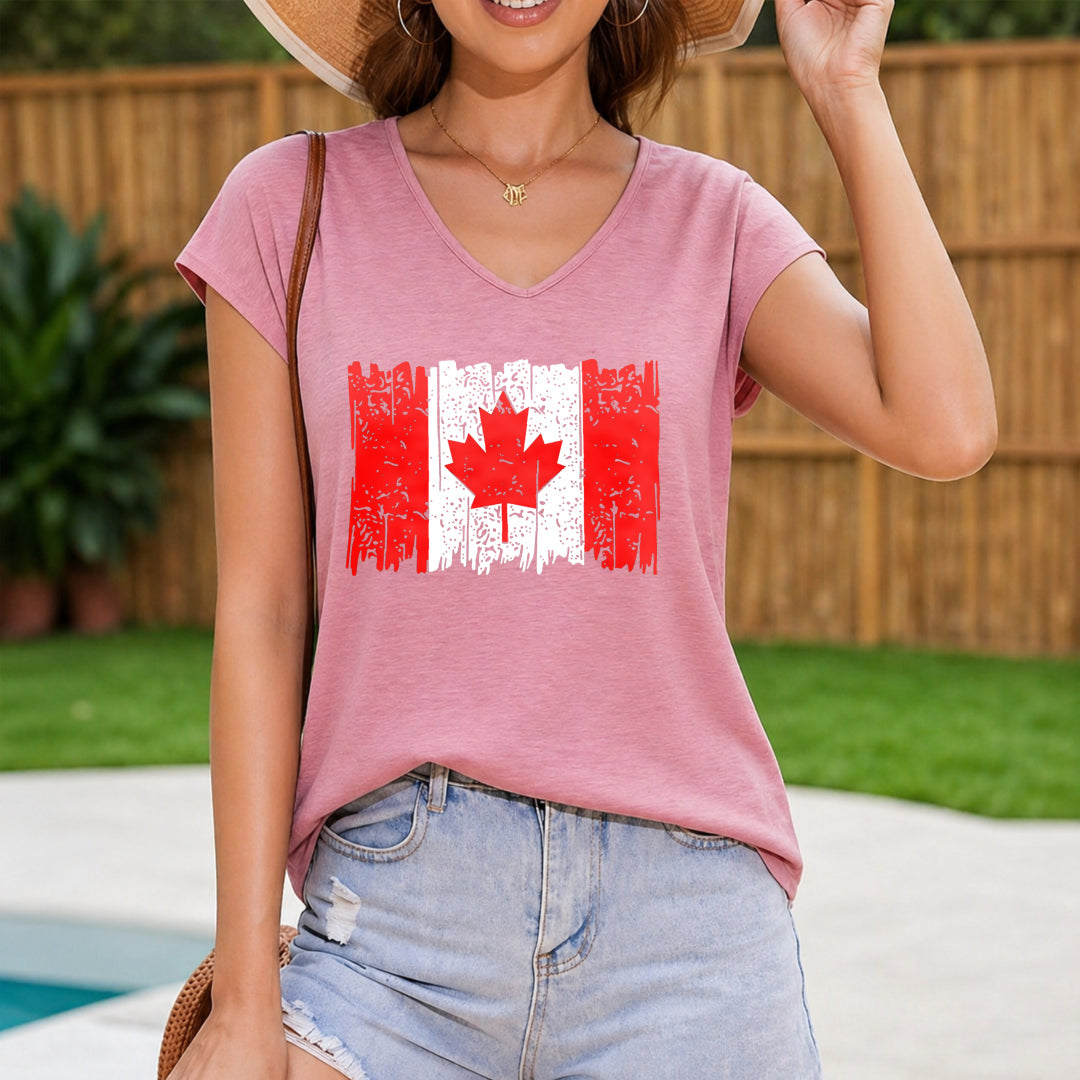 Canada Day Flag Women's V-Neck Tank Top