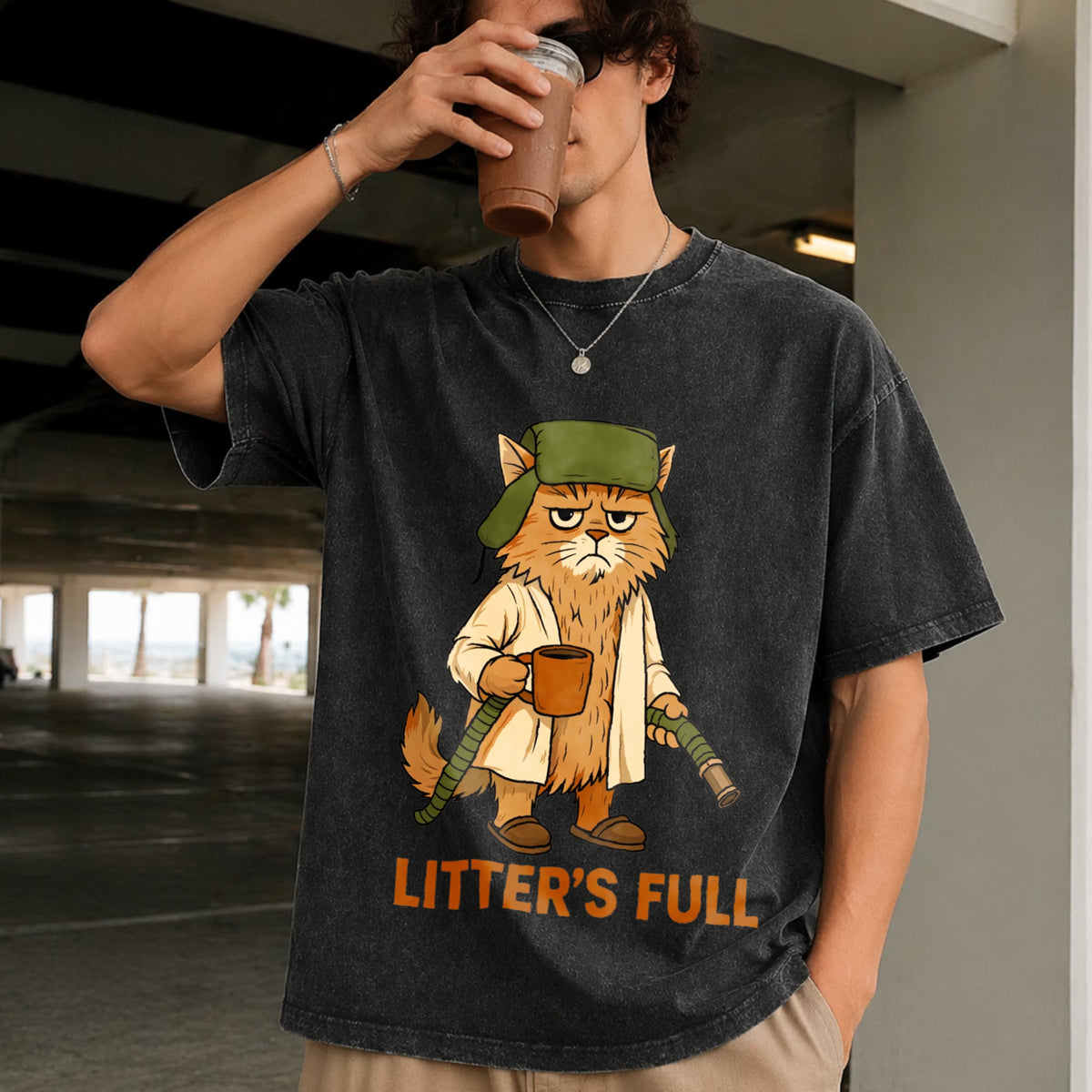 Full Funny Cat Lovers Christmas Xmas Vintage Washed T-Shirt product image 2