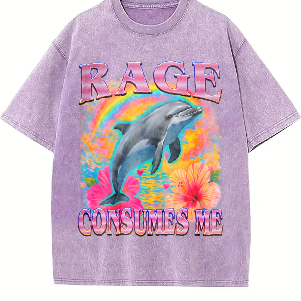 Rage Consumes Me Dolphin Vintage Washed T-Shirt product image 6