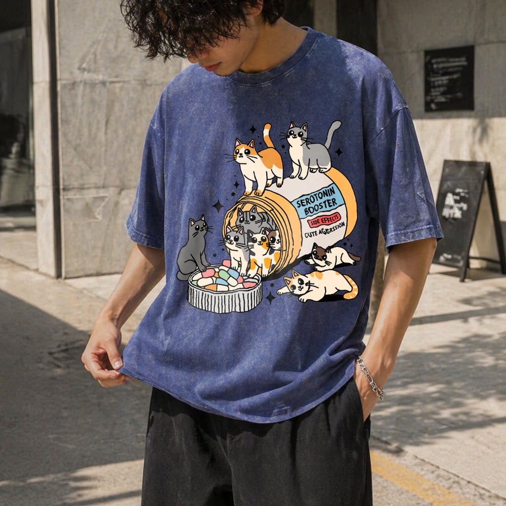 Serotonin Cats Vintage Washed T-Shirt product image 8