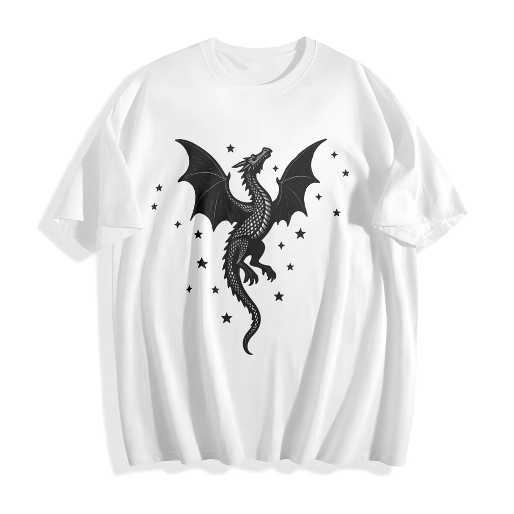 Summer A Scale-patterned Black Dragon Cotton T-Shirt product image 2