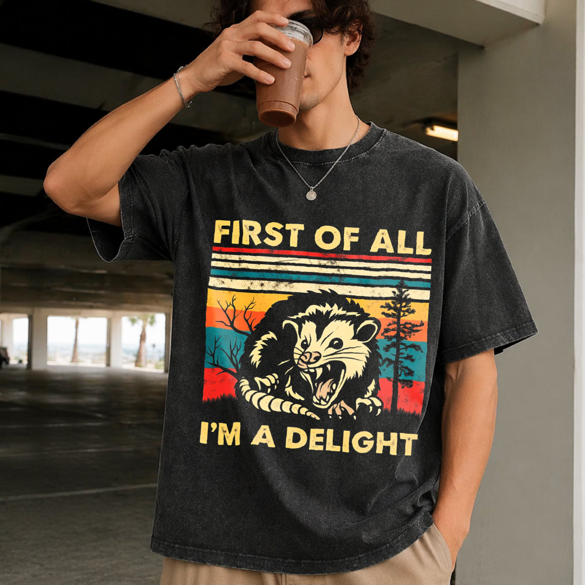 First Of All I'm A Delight Sarcastic Angry Opossum Vintage product image 2
