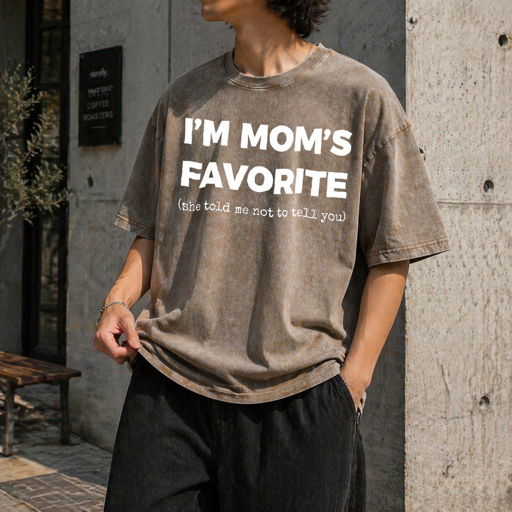 Funny Moms Favorite Son Daughter I'm Vintage Washed T-Shirt product image 3