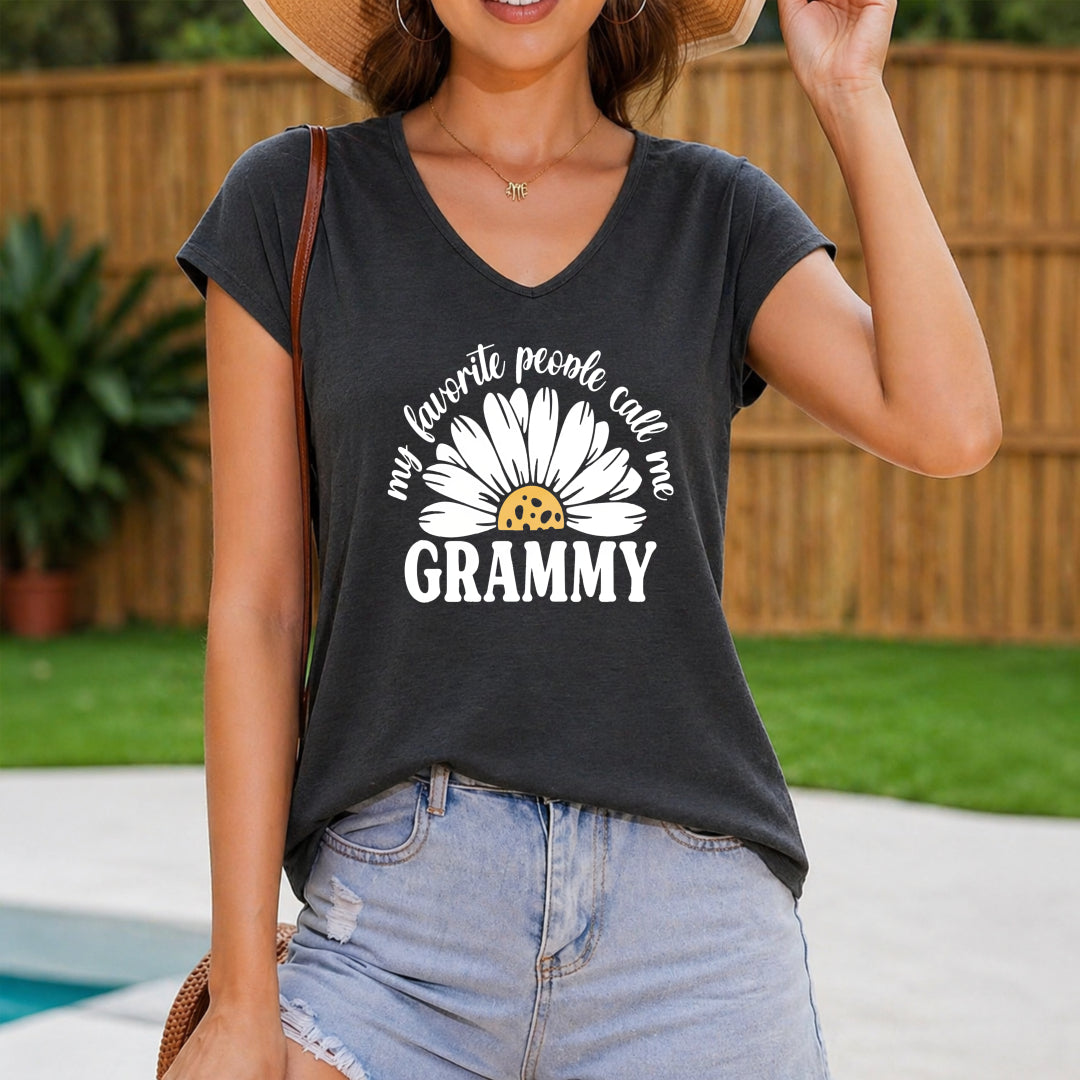 My Favorite People Call Me Grammy - Fun Cartoon Women's V-Neck Tank Top