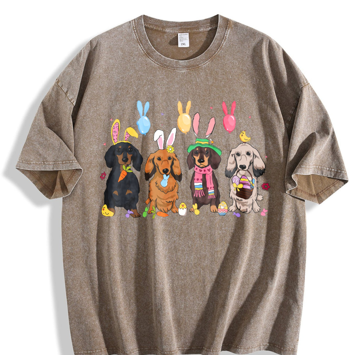 Dachshund With Bunny Ears Vintage Washed T-Shirt product image 3