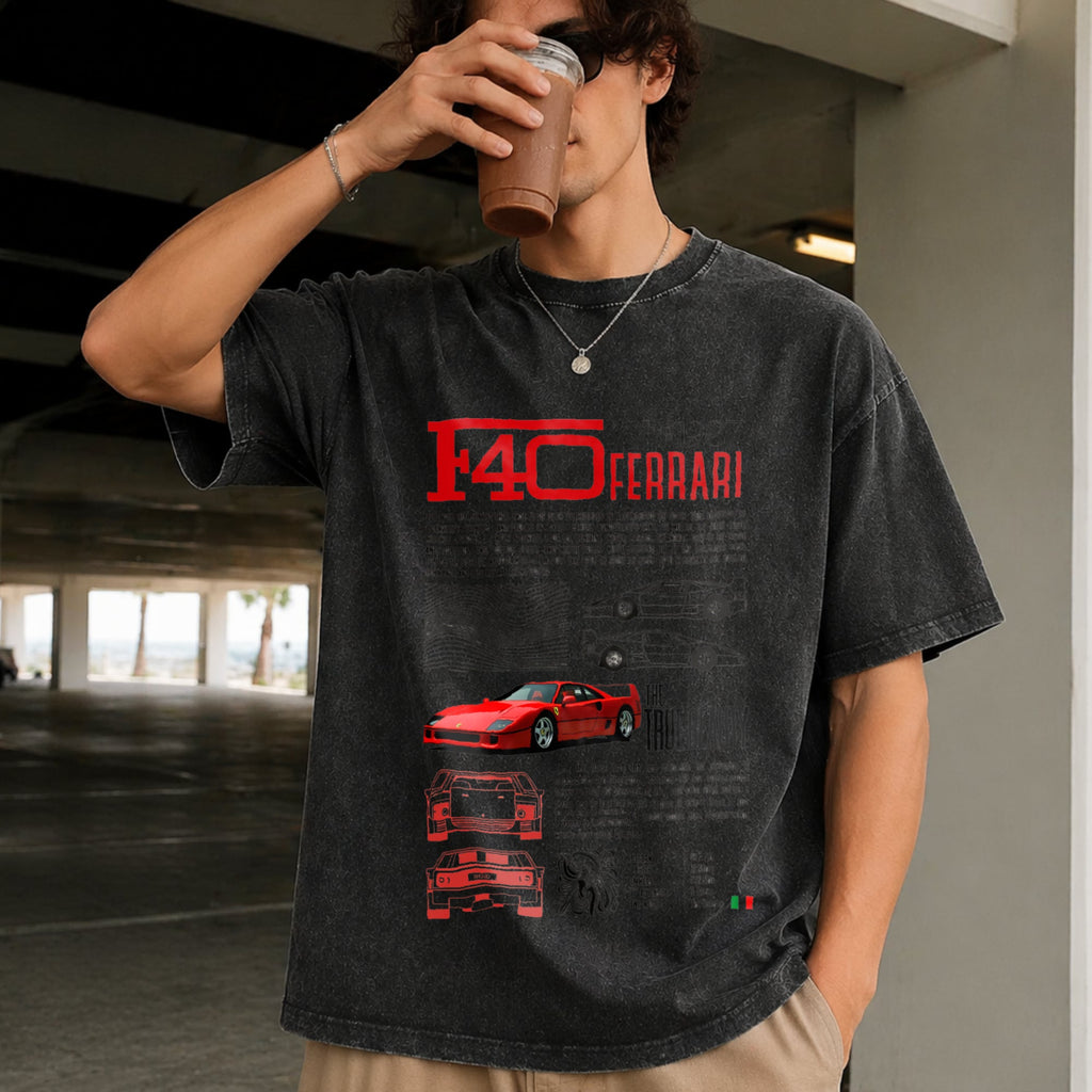 F40 Supercar Racing Vintage Washed T-Shirt product image 2