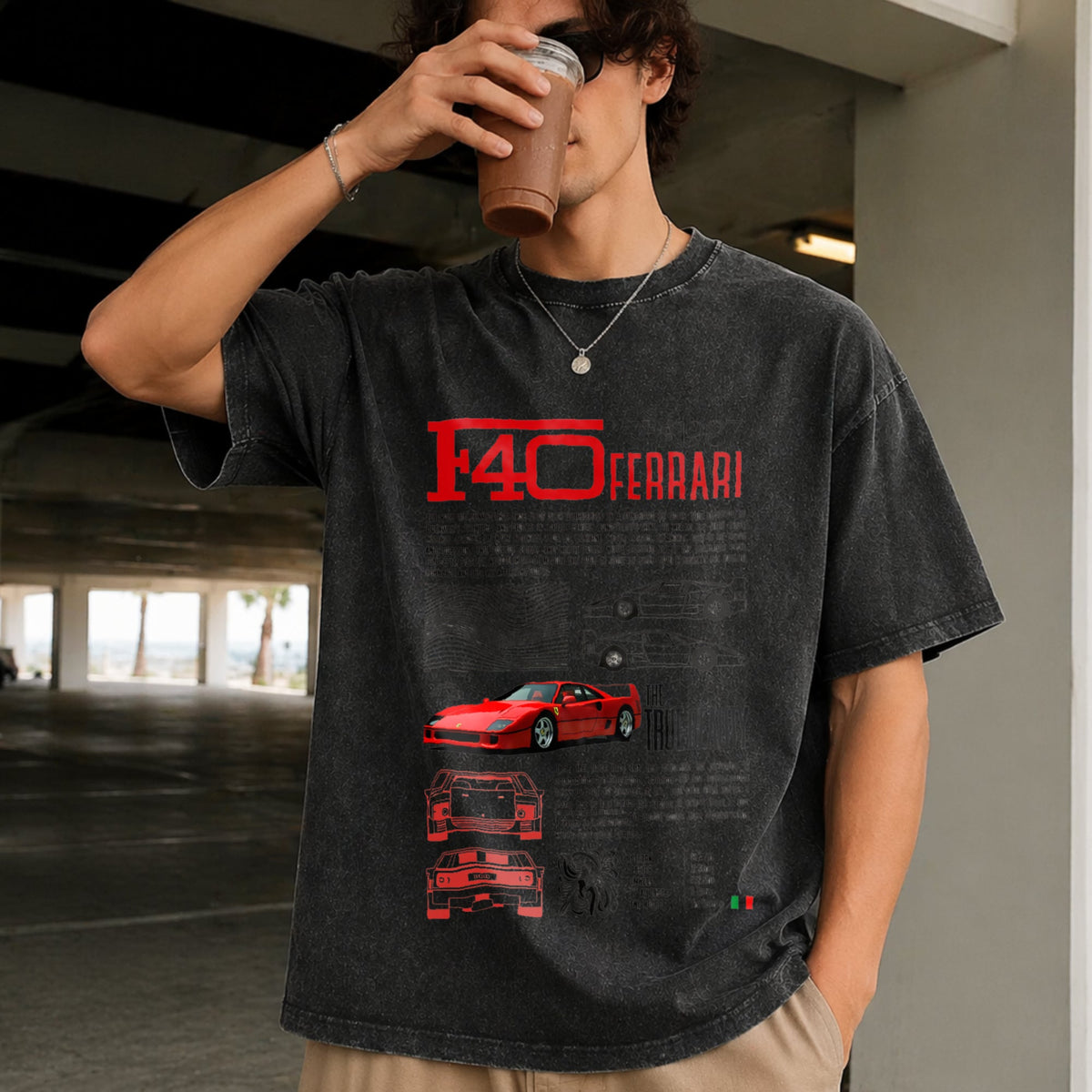 F40 Supercar Racing Vintage Washed T-Shirt product image 2