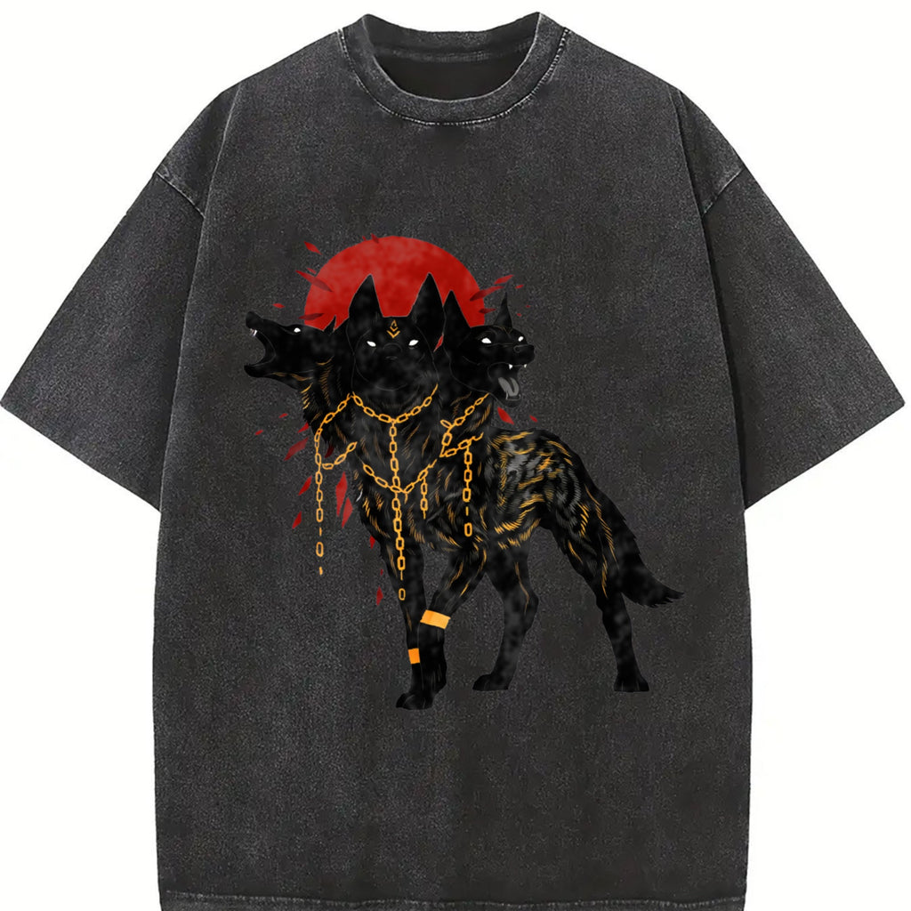 Summer : Red Moon Cerberus Vintage Washed T-Shirt product image 2