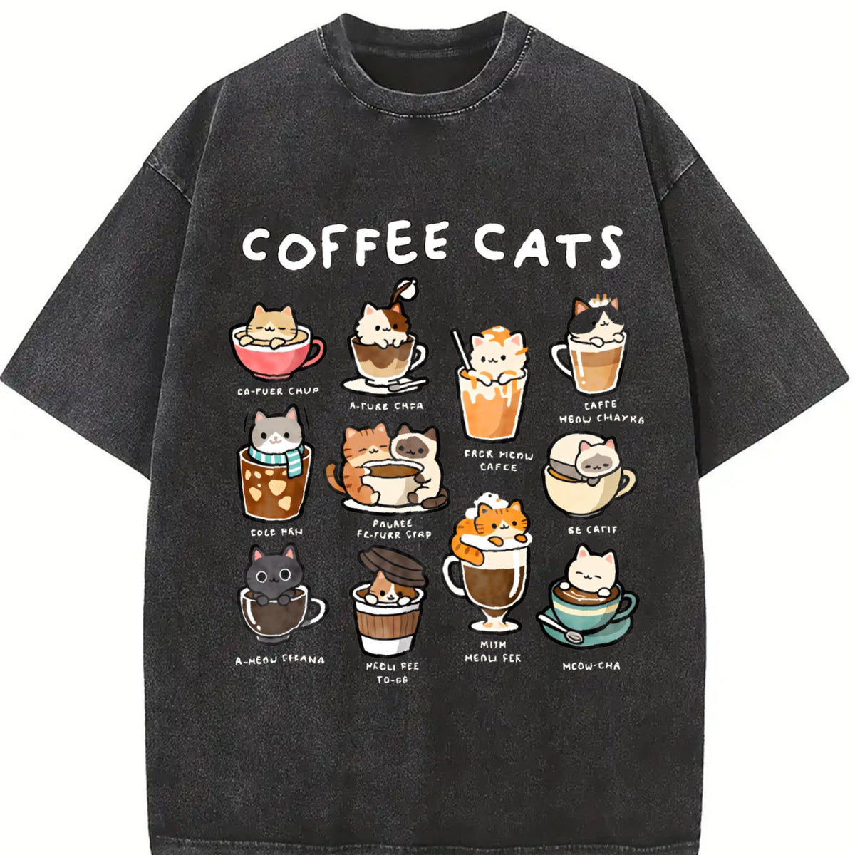 Coffee Cats Cat Drink Vintage Washed T-Shirt product image 2