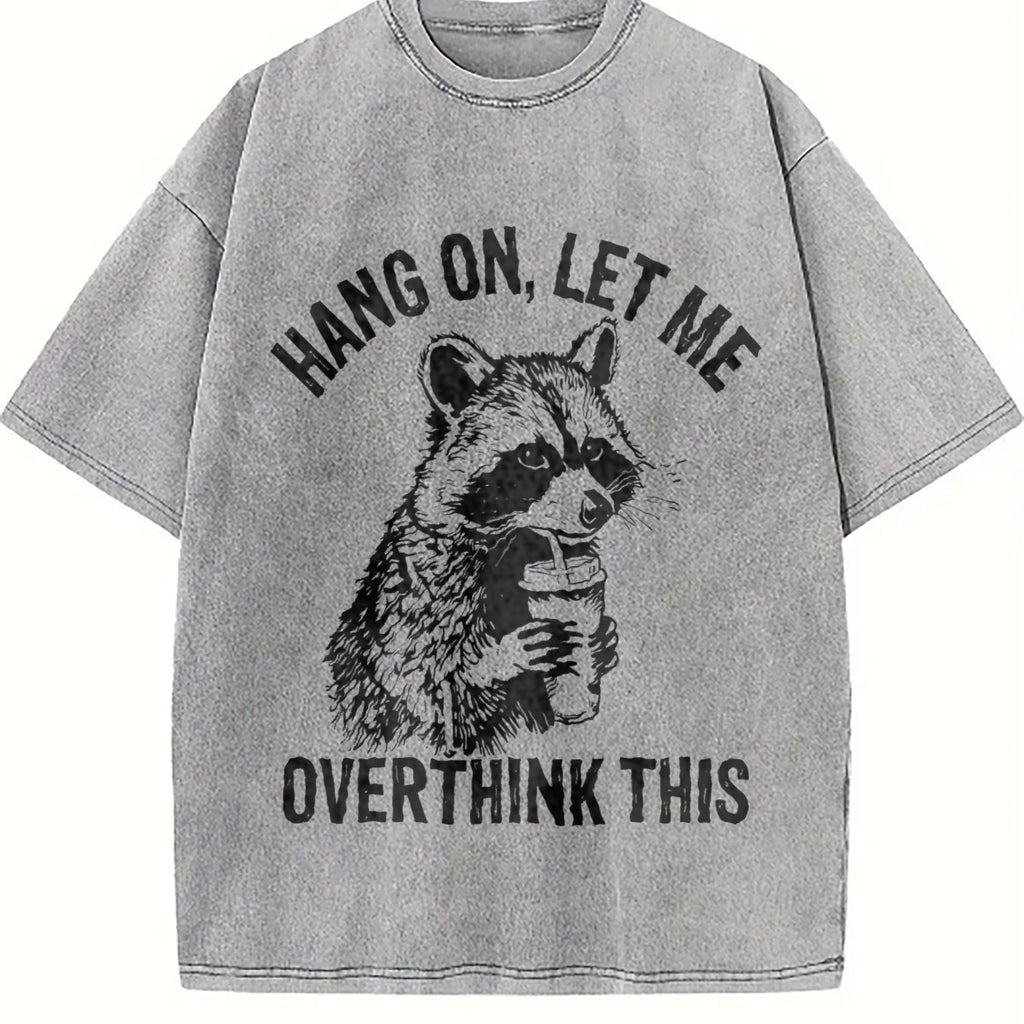 Hang On Let Me Overthink This Raccoon Vintage Washed T-Shirt product image 5
