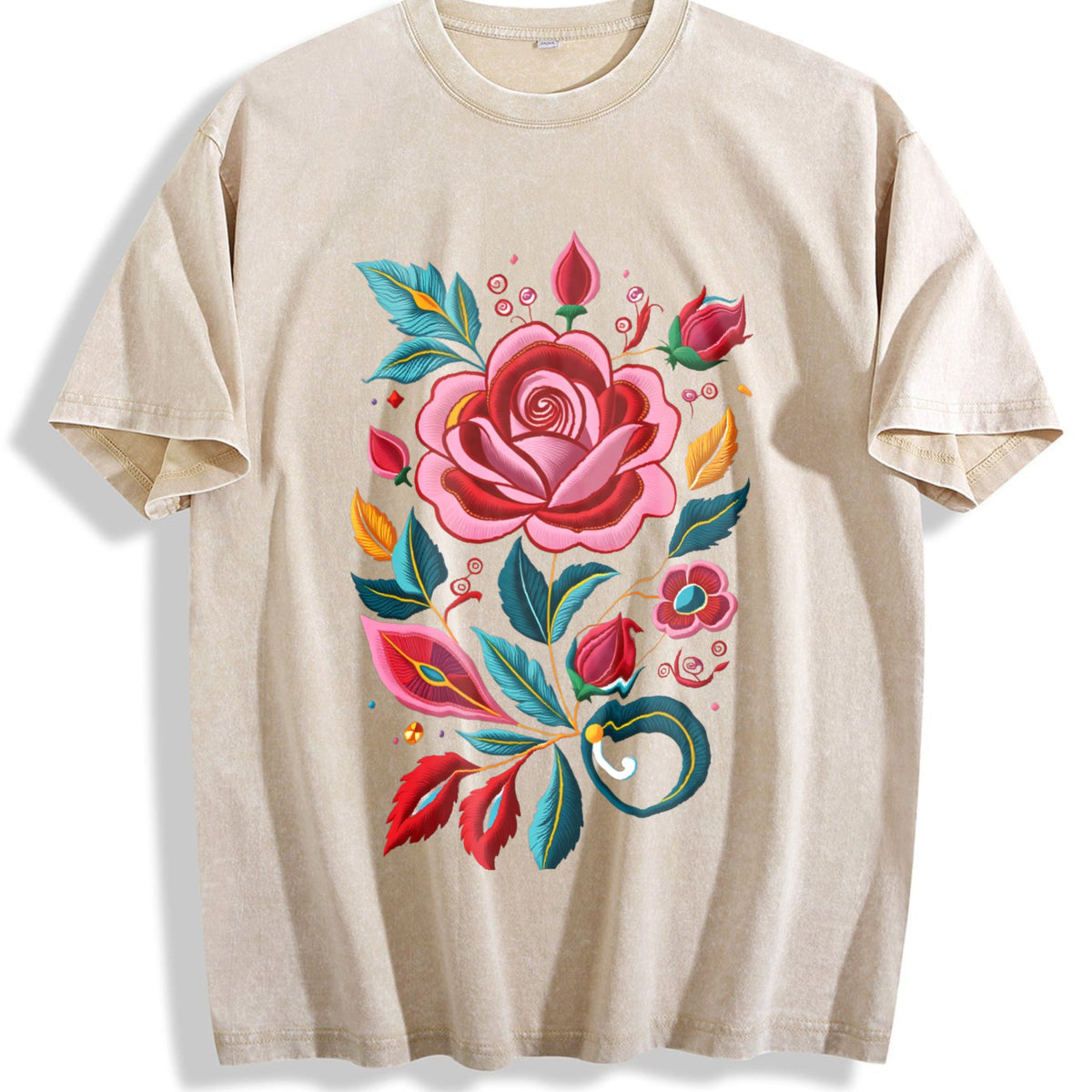 Bohemian Floral - Imitation Vintage Washed T-Shirt product image 1