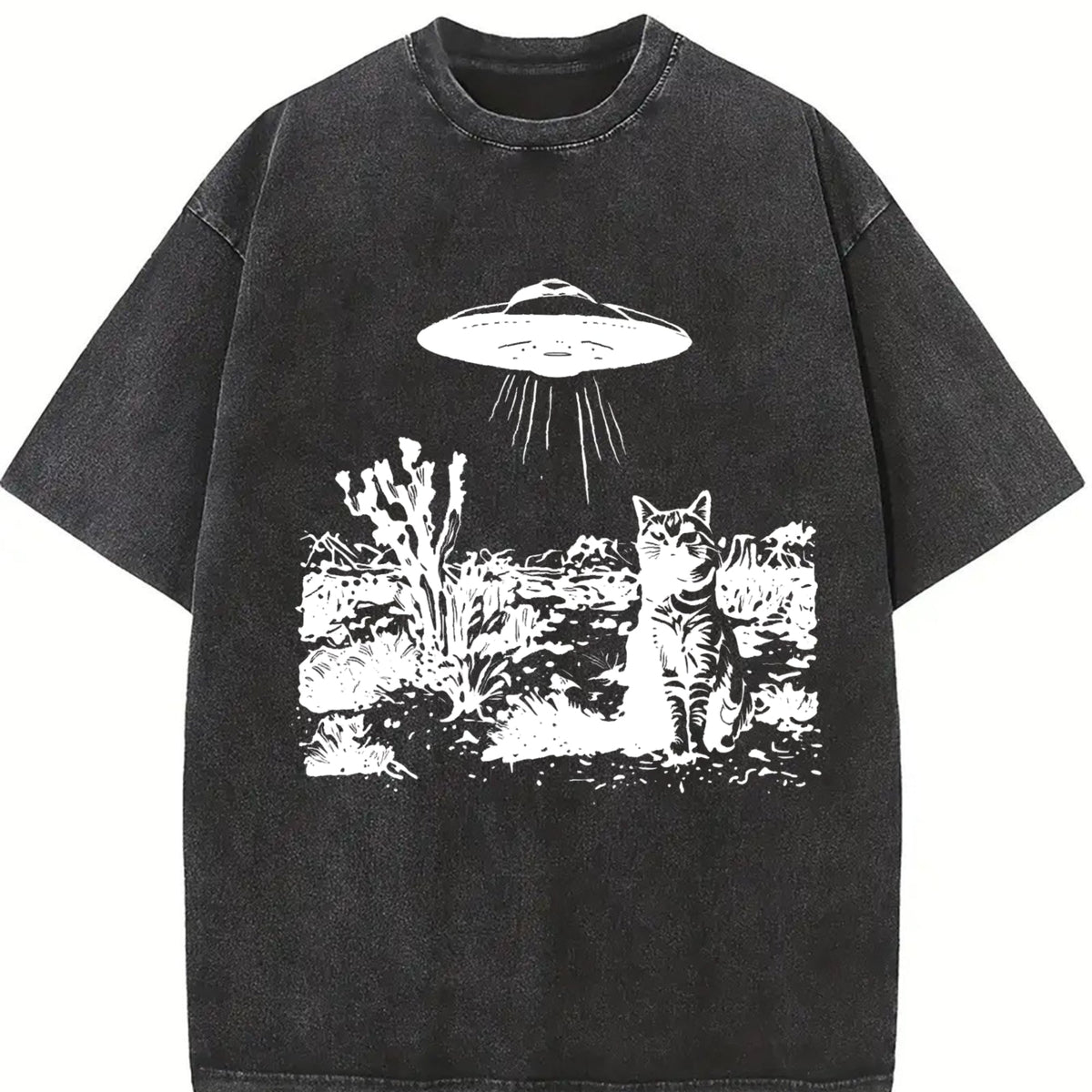 Desert Cat UFO Encounter Vintage Washed T-Shirt product image 2