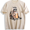 Raccoon Drinking Iced Coffee 90s Vintage Washed T-Shirt product image 1