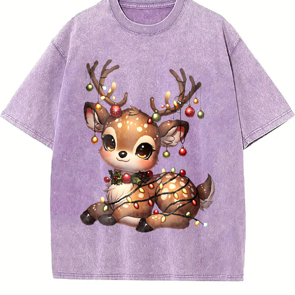Christmas Reindeer & Deer Vintage Washed T-Shirt product image 6