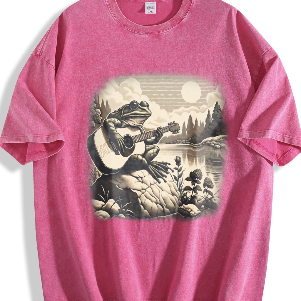 Frog Playing Guitar 90s Vintage Washed T-Shirt product image 7