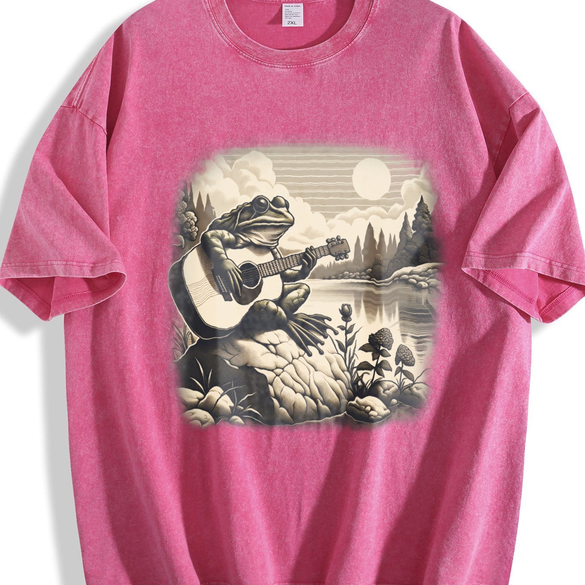 Frog Playing Guitar 90s Vintage Washed T-Shirt product image 7