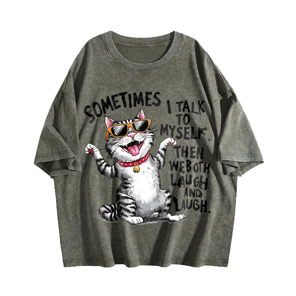 Cat Vintage Washed T-Shirt product image 4
