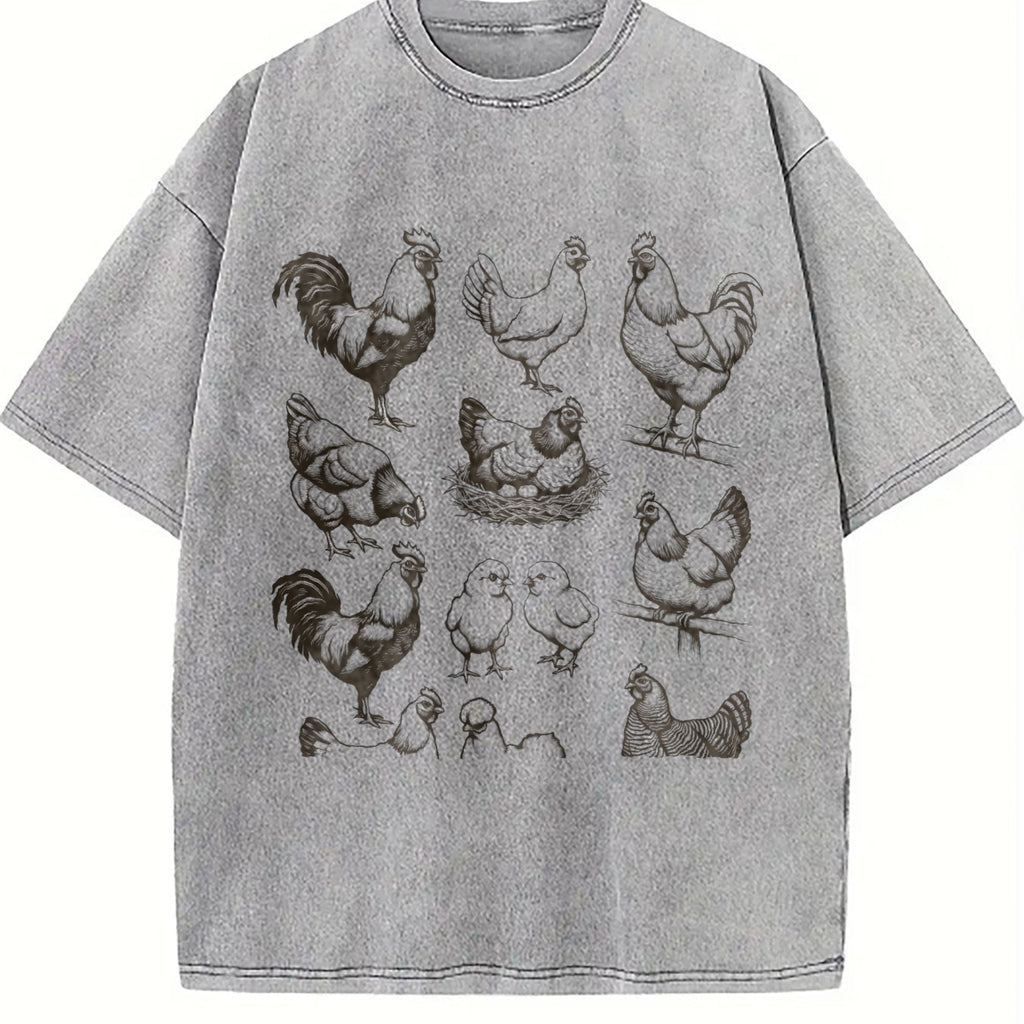 Chicken 90s Tattoo Vintage Washed T-Shirt product image 5