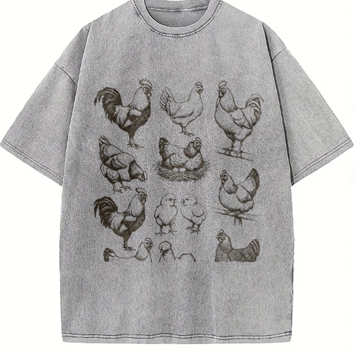 Chicken 90s Tattoo Vintage Washed T-Shirt product image 5