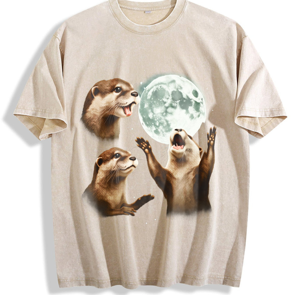 Three Otters Moon 90s Vintage Washed T-Shirt product image 1