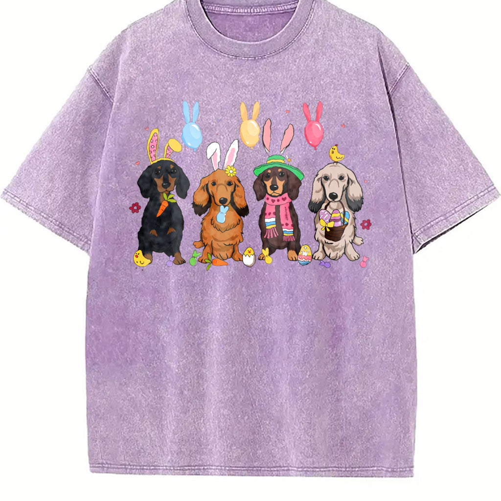 Dachshund With Bunny Ears Vintage Washed T-Shirt product image 6