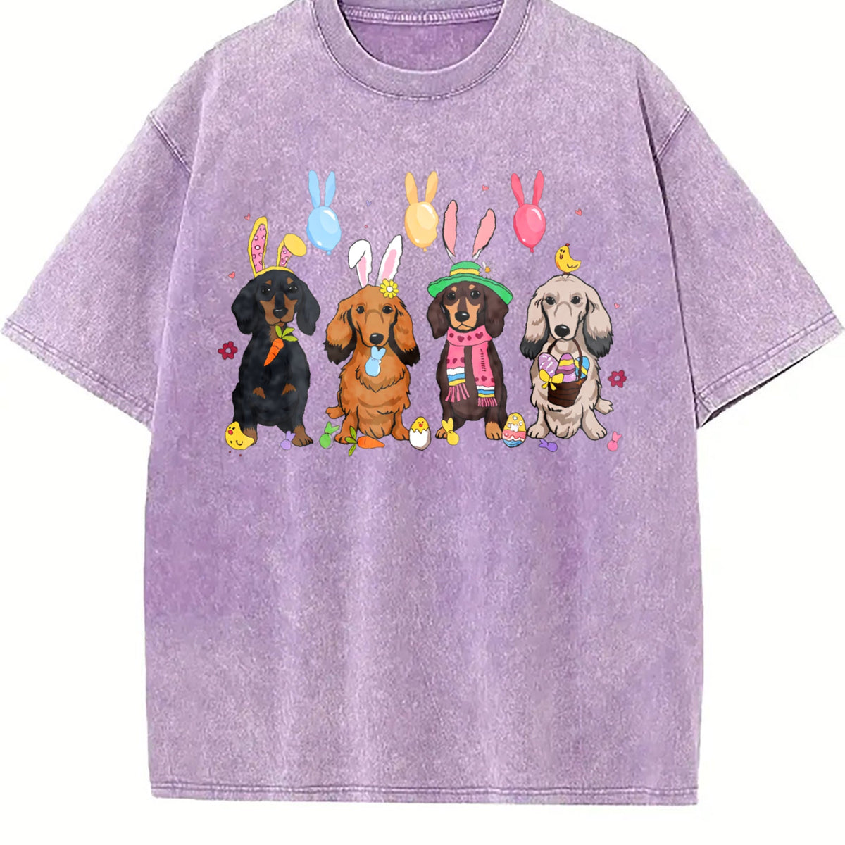 Dachshund With Bunny Ears Vintage Washed T-Shirt product image 6