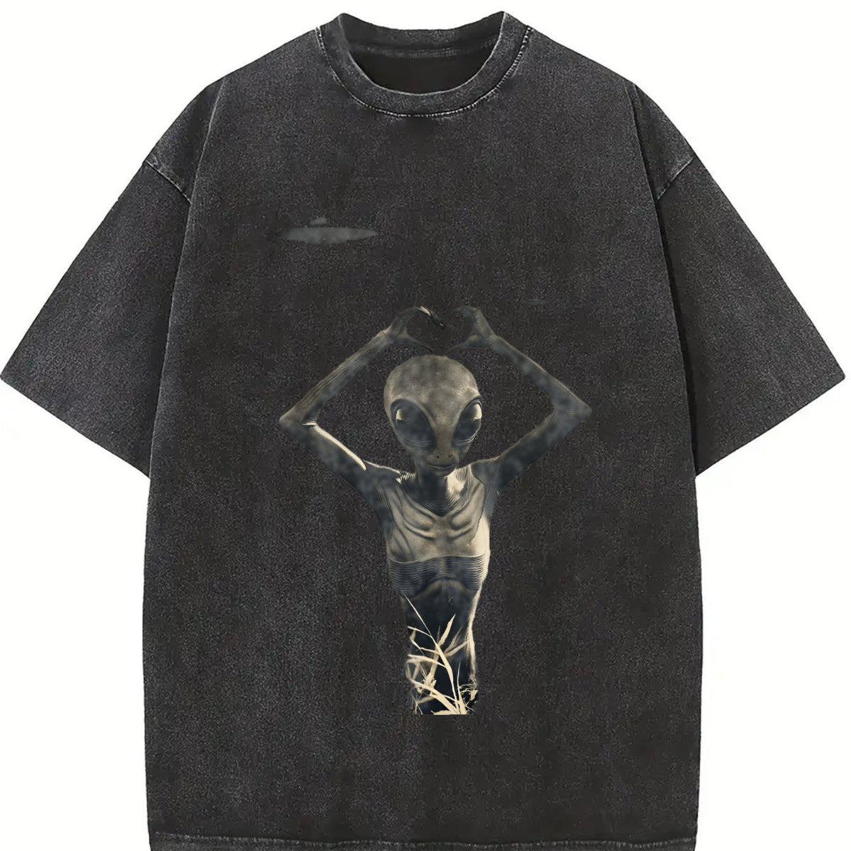 Alien Heart Hands UFO Vintage Washed T-Shirt product image 2