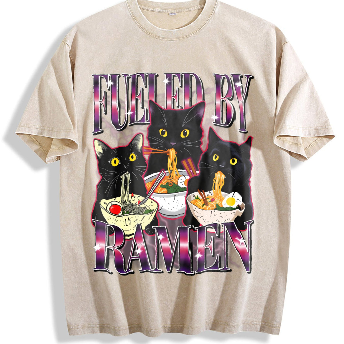 Fueled By Ramen Noodle Cat Vintage Washed T-Shirt product image 1