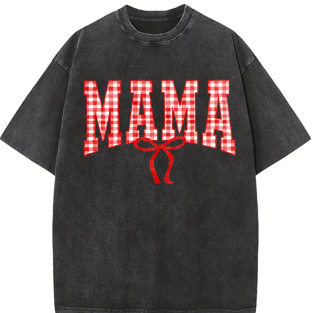 Mama Gingham Bow Vintage Washed T-Shirt product image 2