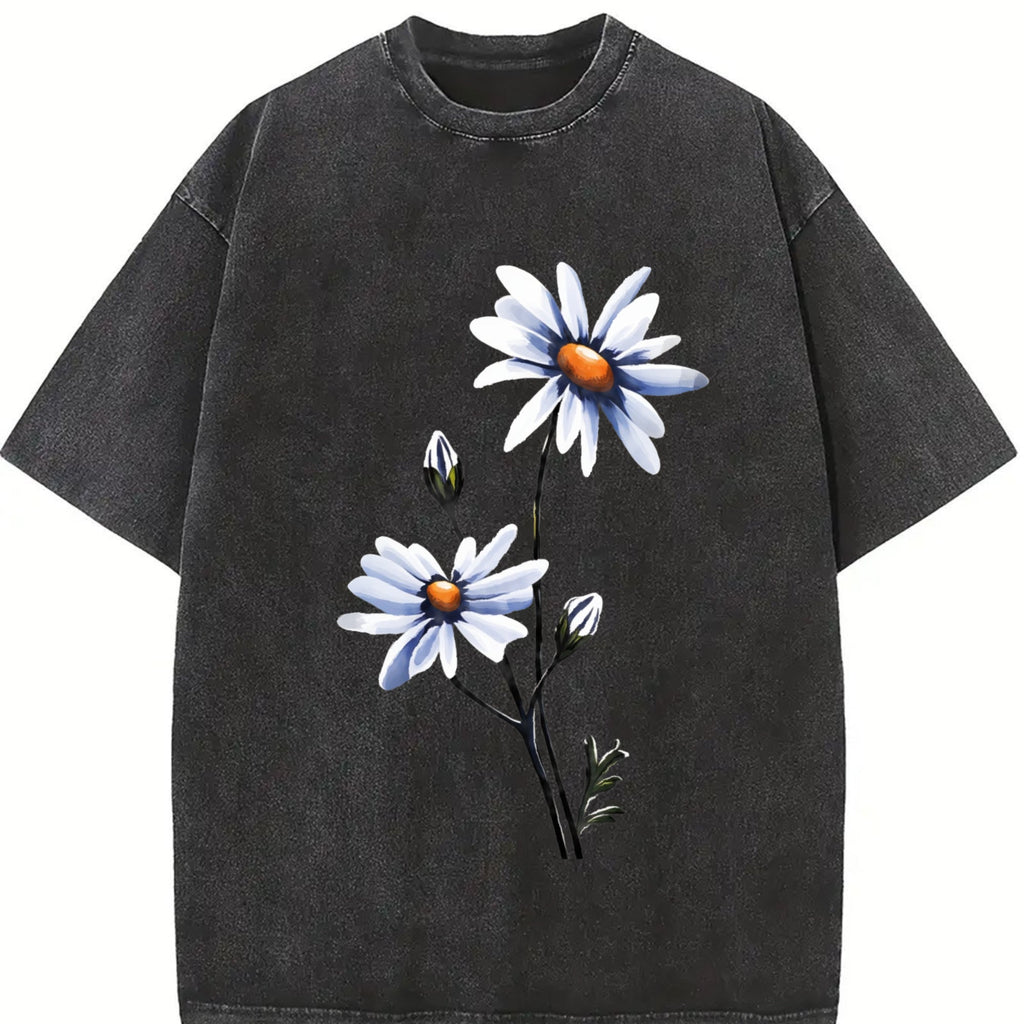 Blue Daisy Flowers Vintage Washed T-Shirt product image 2