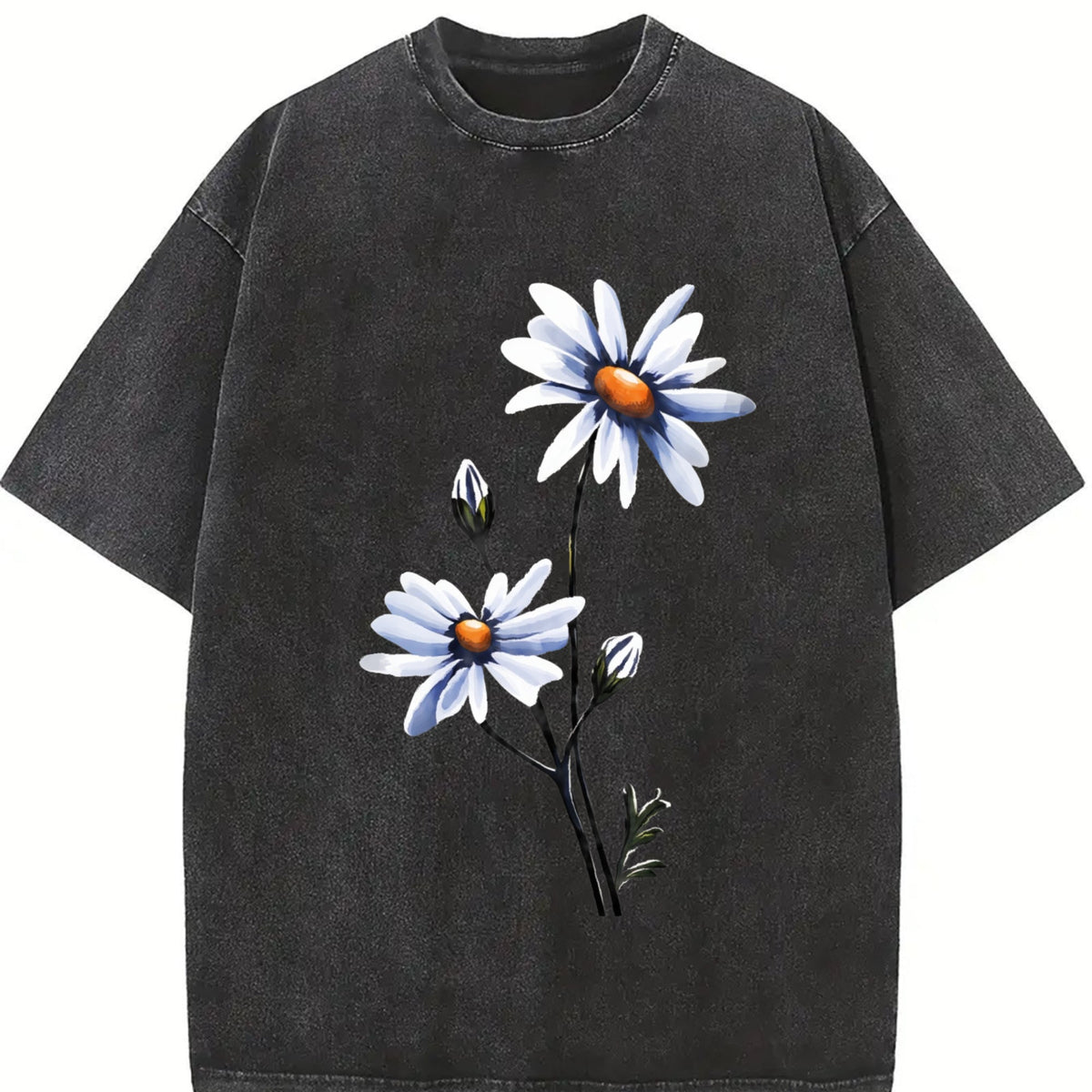 Blue Daisy Flowers Vintage Washed T-Shirt product image 2