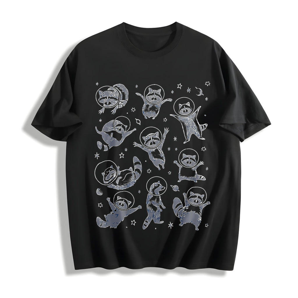 Space Racoons - Raccoon - Feral Lover - - Cotton T-Shirt product image 1