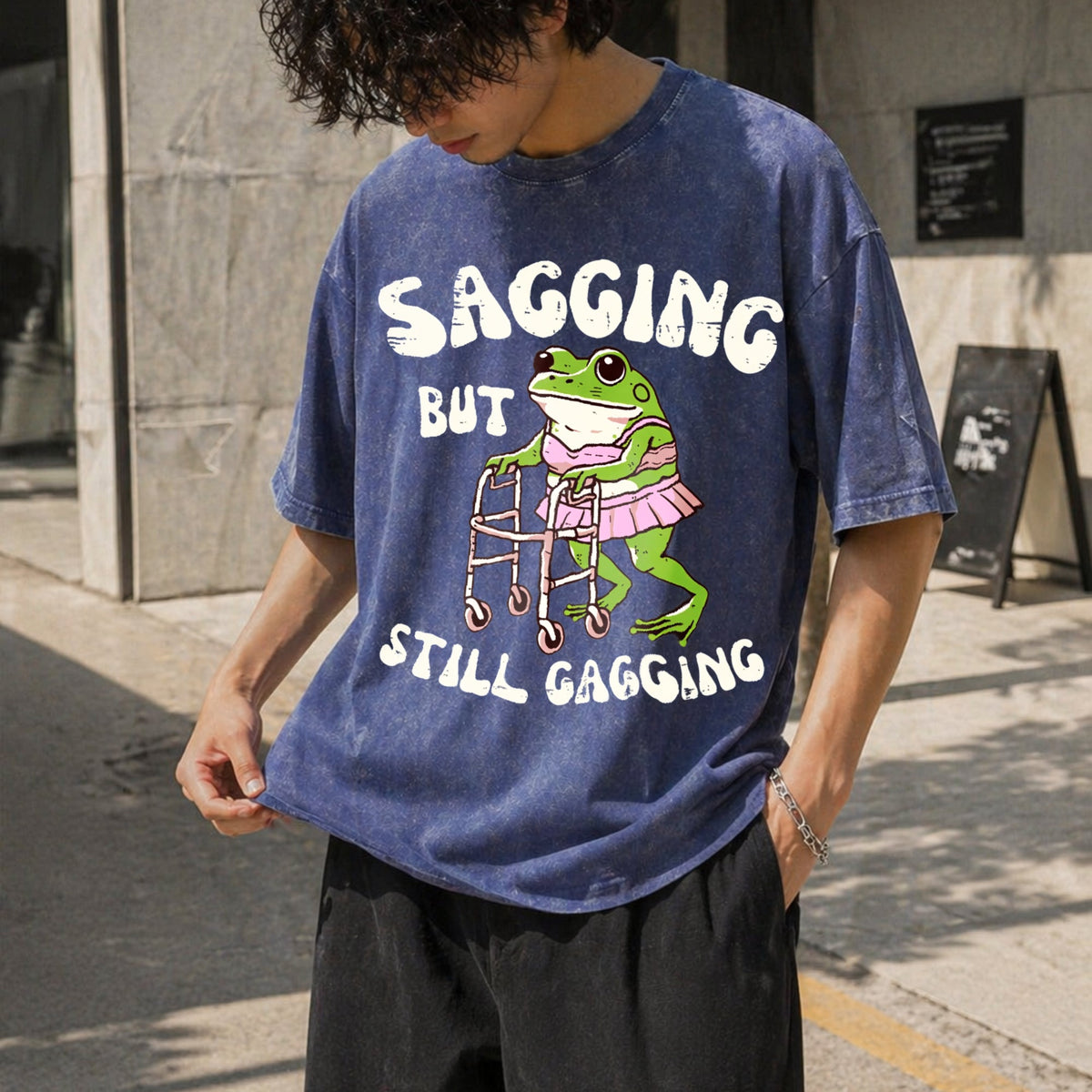 Sagging But Still Gagging Frog Funny Cringe Meme Vintage product image 8
