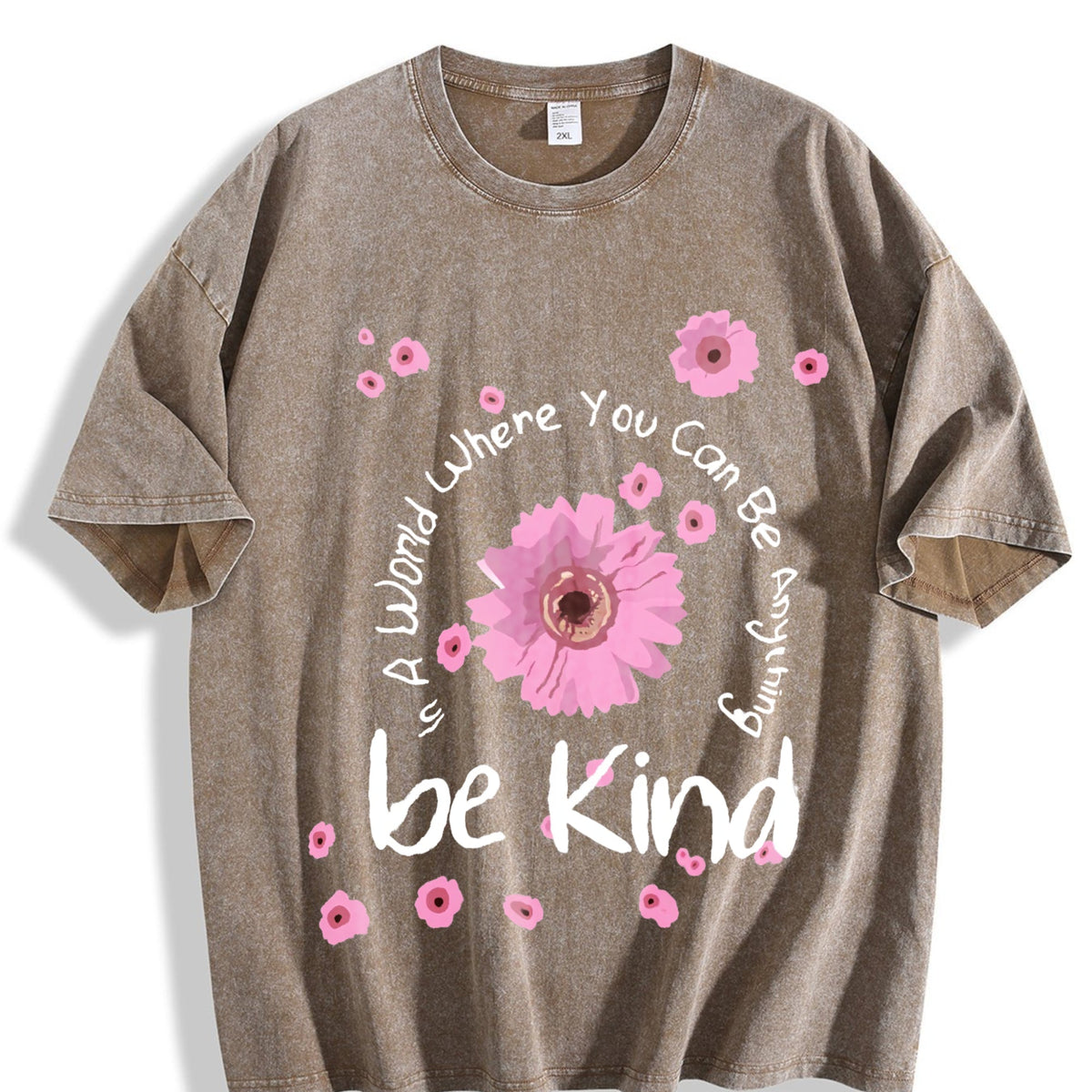 Fun Pink Floral Washable Vintage Washed T-Shirt product image 3