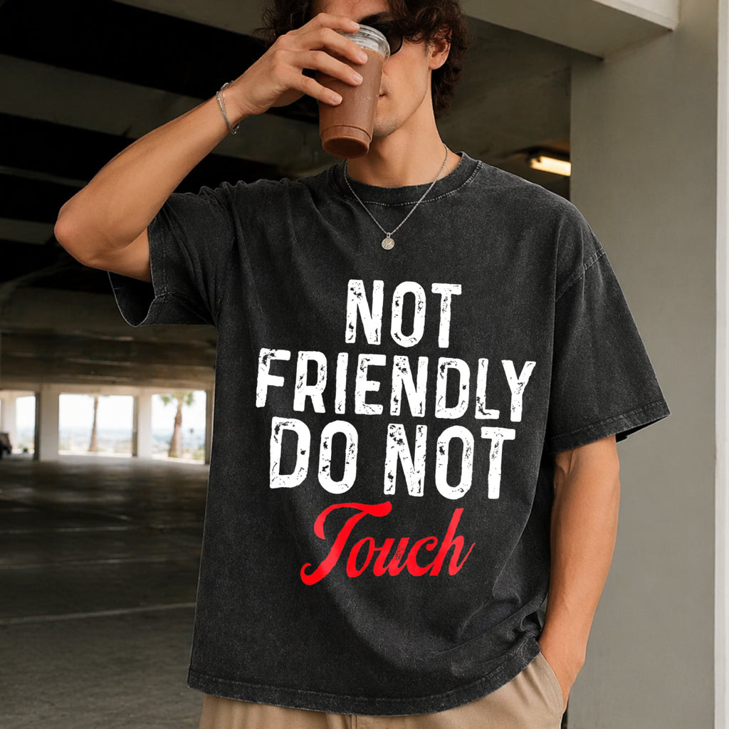 Not Friendly Do Touch Humorous Black Summer Vintage Washed product image 2