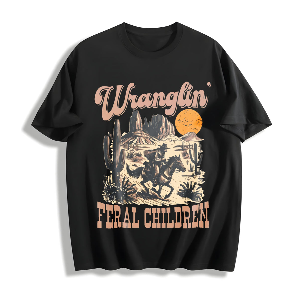 Wranglin' Feral Children Raccoon 90s Western Cotton T-Shirt product image 1
