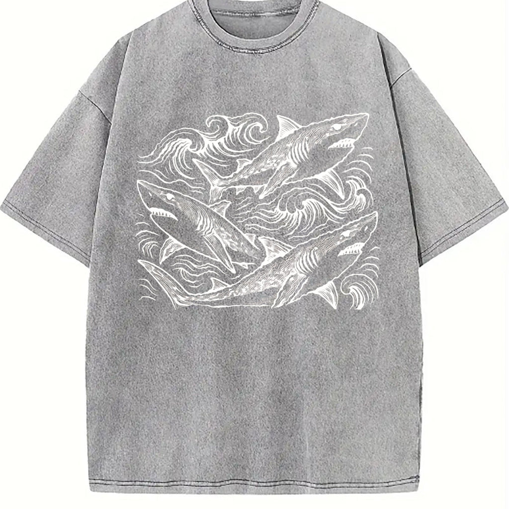 Sharks Ocean 90s Vintage Washed T-Shirt product image 5
