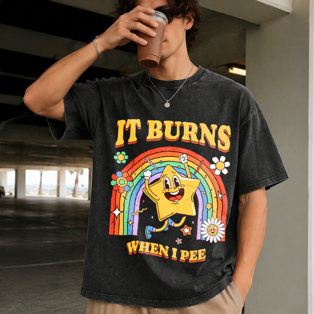 Funny Saying It Burns When I Pee Sarcastic Vintage Washed product image 2