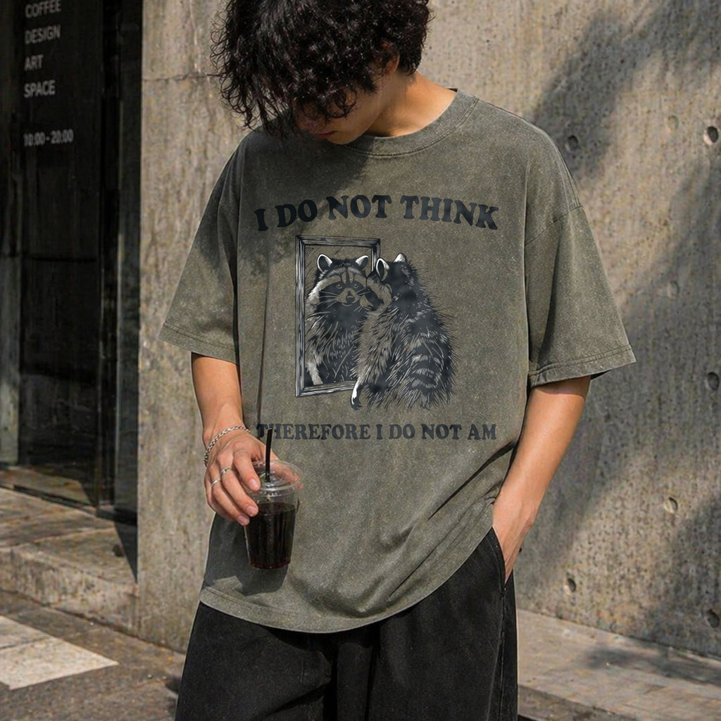 I Do Not Think Raccoon Funny Vintage Washed T-Shirt product image 4