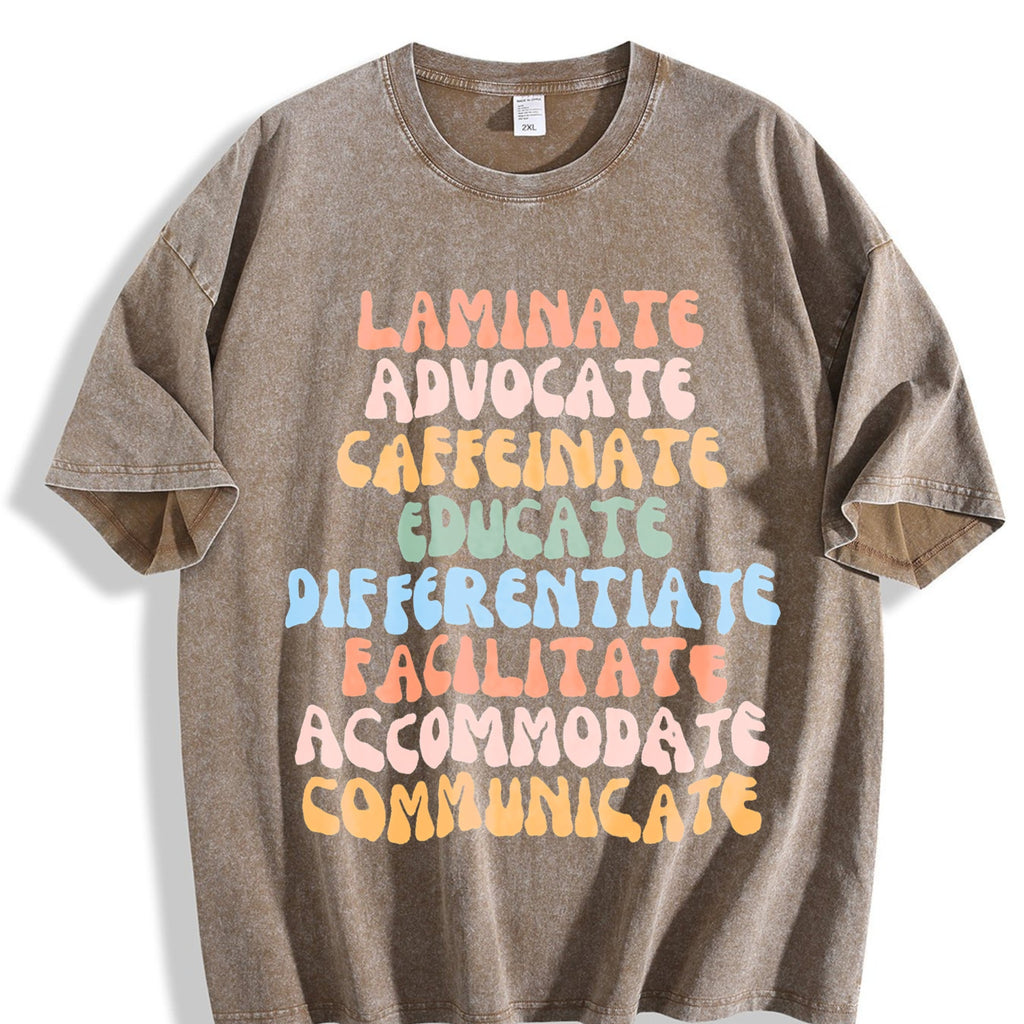 Teacher Advocate Educate Communicate Vintage Washed T-Shirt product image 3