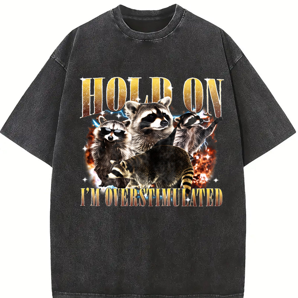 Hold On I Am Overstimulated Vintage Washed T-Shirt product image 2