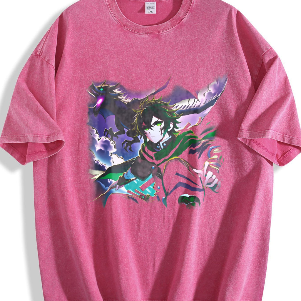 Anime X Dragon Halftone Vintage Washed T-Shirt product image 7