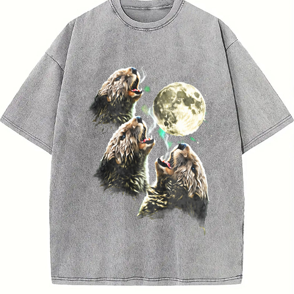 Otter Howling To Moon 90s Vintage Washed T-Shirt product image 5