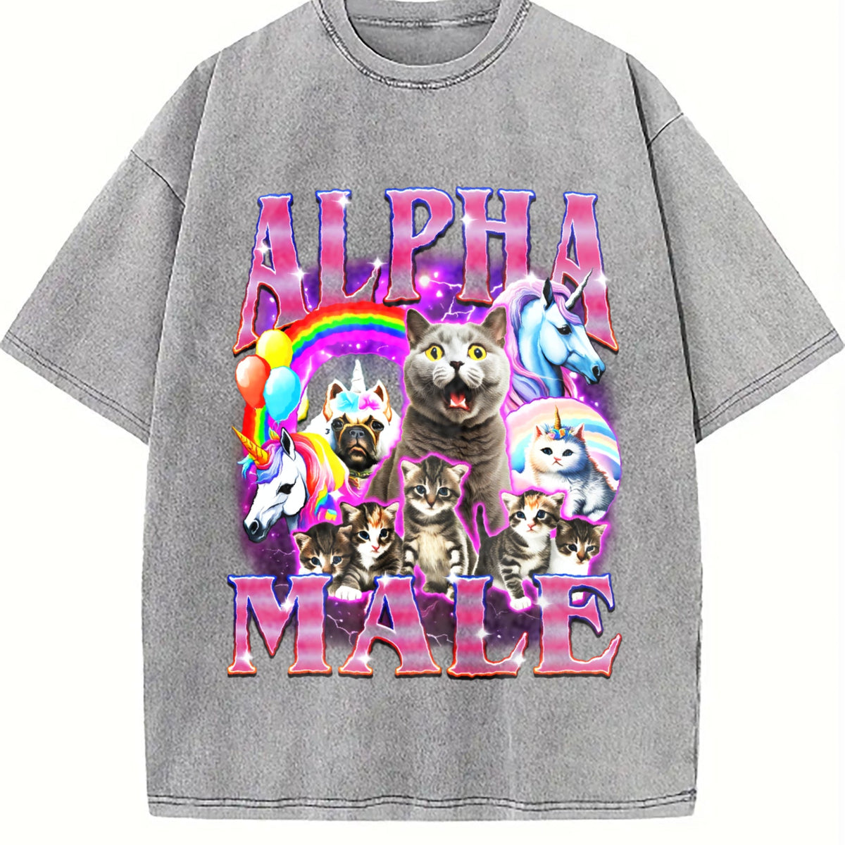 Alpha Male Unicorn Ironic 90s Vintage Washed T-Shirt product image 5