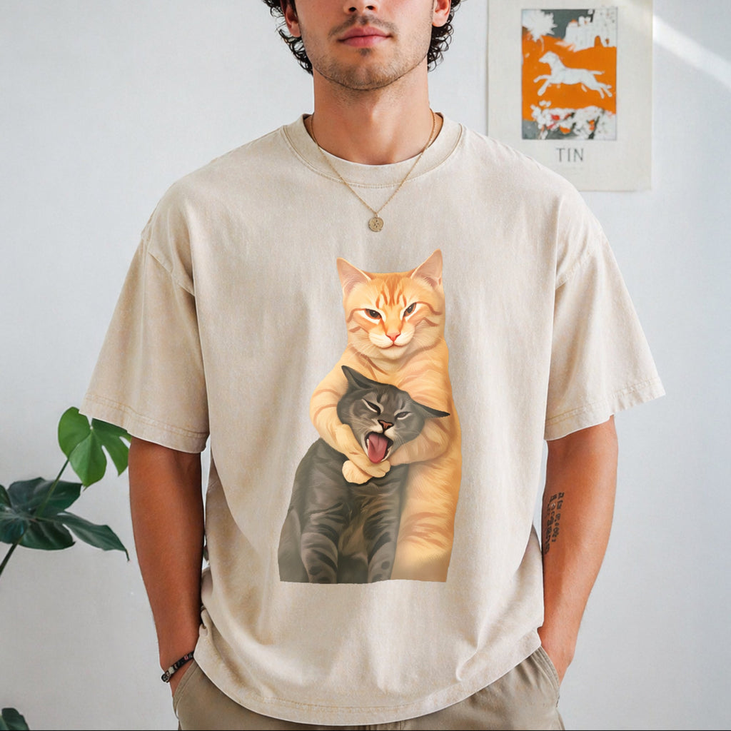 Cat Quarrel Moment - Batik Vintage Washed T-Shirt product image 1