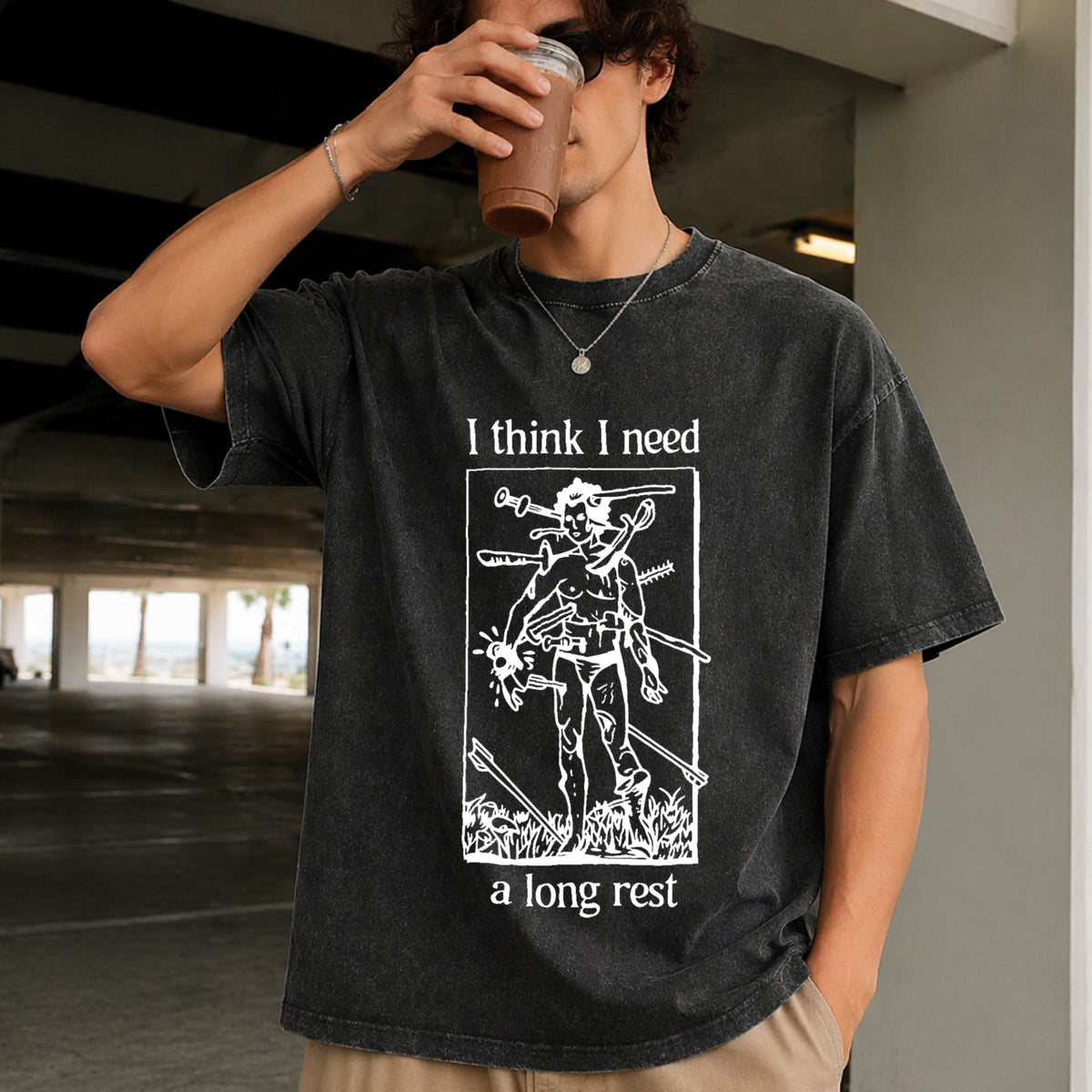 Funny I Need A Long Rest - DND Dungeons Vintage Washed product image 2