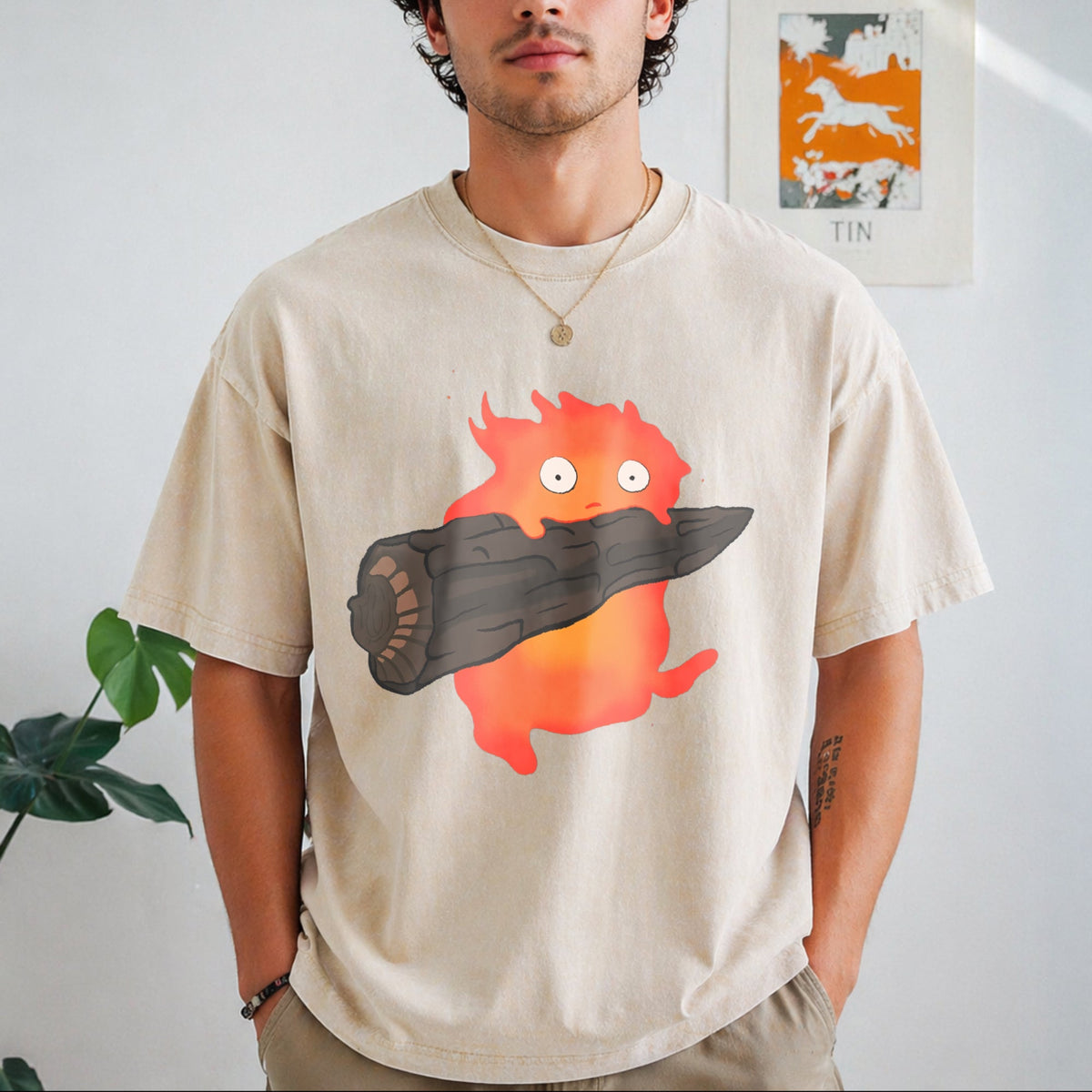 Calcifer's Howl's Moving Castle Vintage Washed T-Shirt product image 1