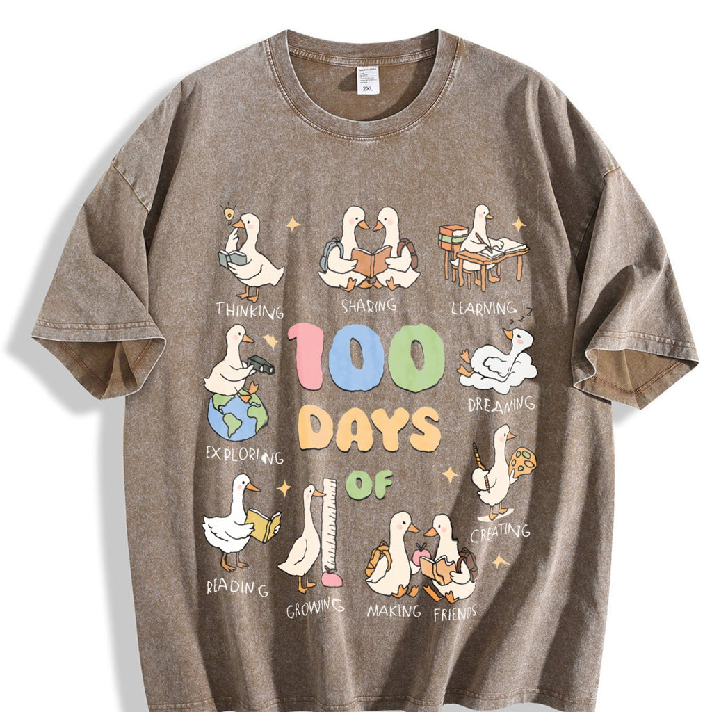 100 Days Of School Goose Teacher Vintage Washed T-Shirt product image 3