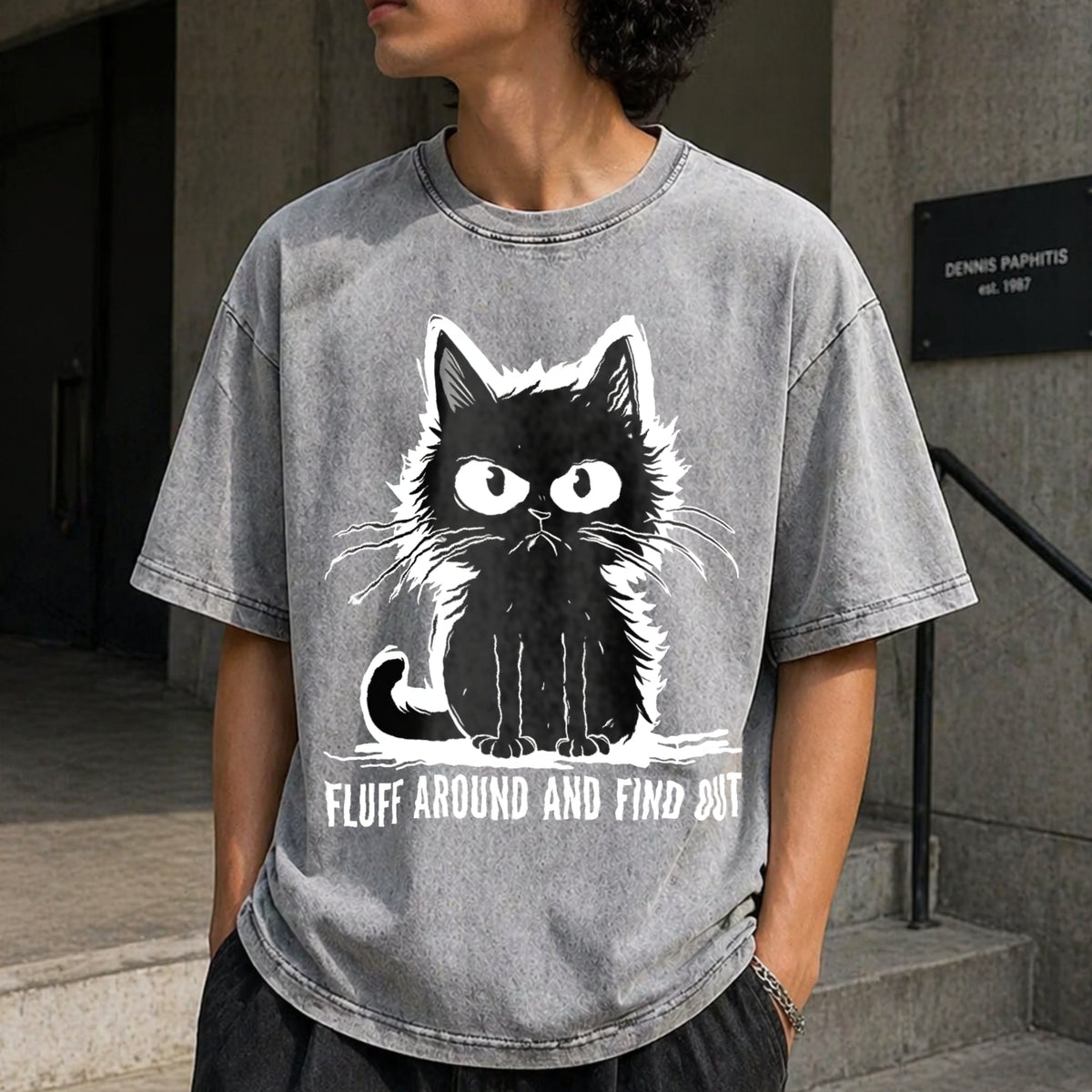 Funny Cat Fluff Around And Find Out Vintage Washed T-Shirt product image 5